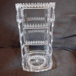 Clear Plastic Rotating Storage Jewelry Organizer Display 11.5'H x5.25'W x 6'Base